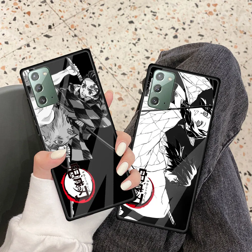 

Anime Glass Cover For Samsung Galaxy Note 20 Ultra 10 Plus 9 8 20Ultra 5G 10Lite Soft Edge Phone Case Shells Japan Demon Slayer