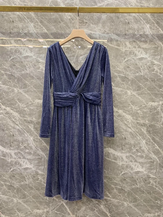 

Женское платье с юбкой, однотонное платье с глубоким V-образным вырезом и рукавами 2021, витой длинный