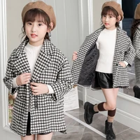 girls coat fashion plaid wool coat for girls double breasted kids outerwear autumn winter clothes for girls 4 6 8 10 12 13 years