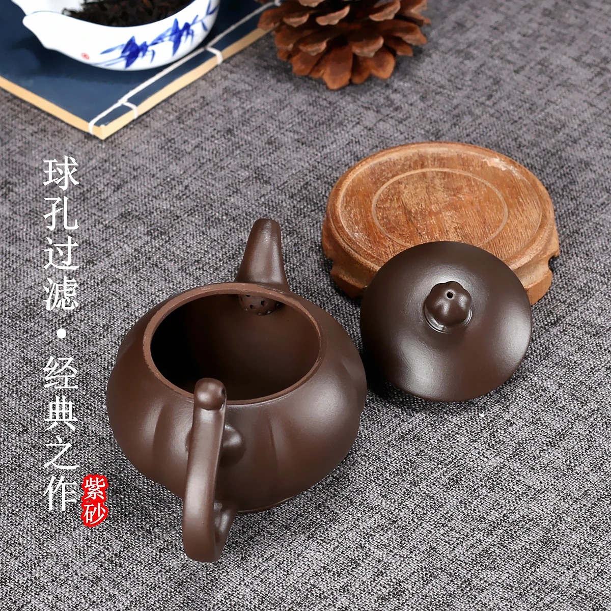 

Yixing Purple Clay Pot Handmade Chinese Antique Tea Infuser Kung Fu Retro Water Jug Ceramic Theepot Table Accessories ED50CH