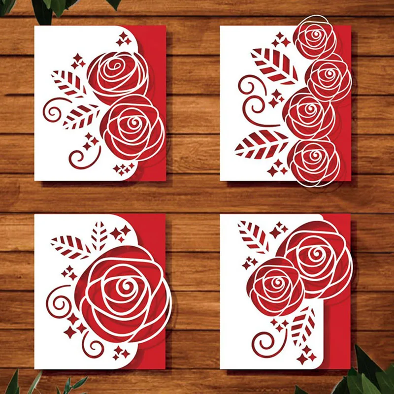 

Valentine's Day Wedding Invitation Metal Cutting Dies DIY Rose Flower Scrapbooking Embossing Paper Card Album Decor Craft Die