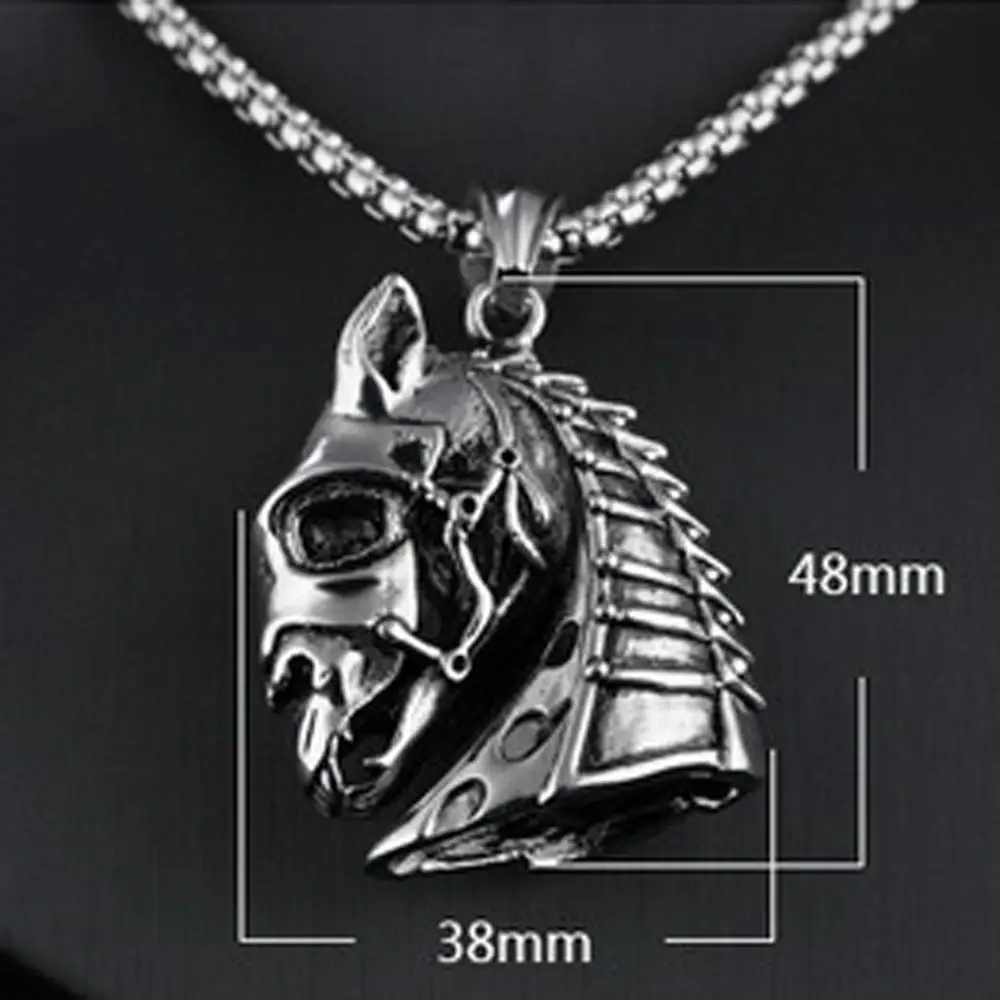 Цепочка с подвеской в виде головы лошади из нержавеющей стали|Подвески| |