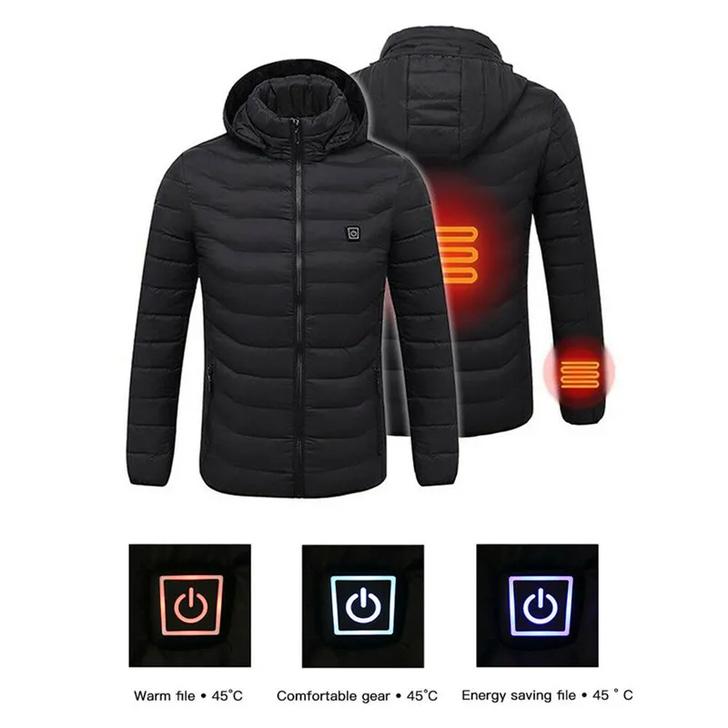 Лидер продаж теплое пальто с автоматическим нагревом мужские куртки капюшоном