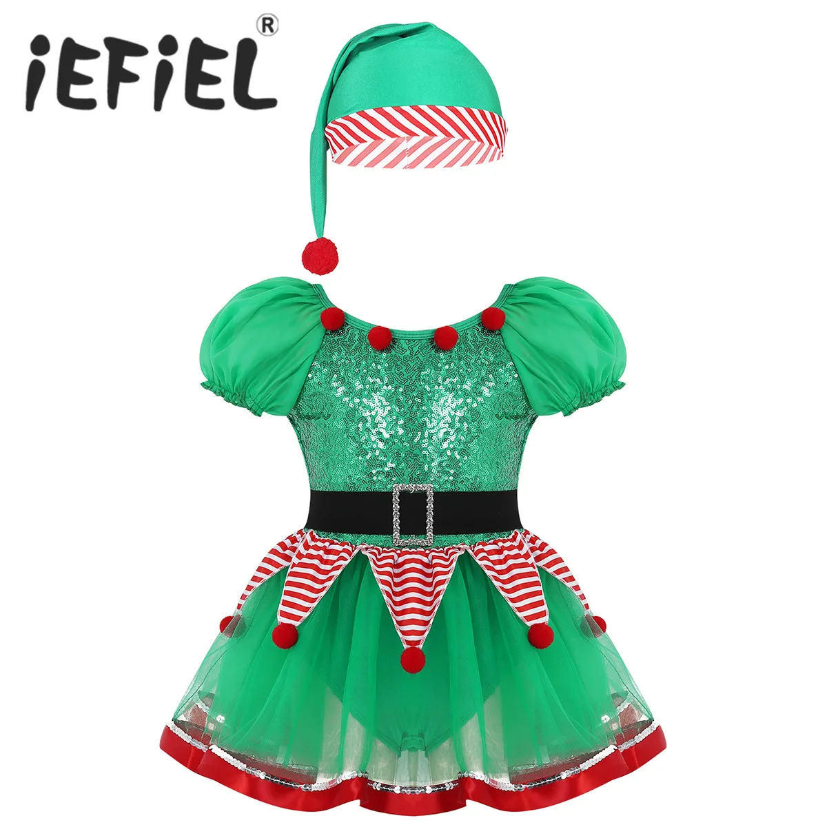 Рождественская шапка для девочек с зеленым эльфом платье косплея костюмы на