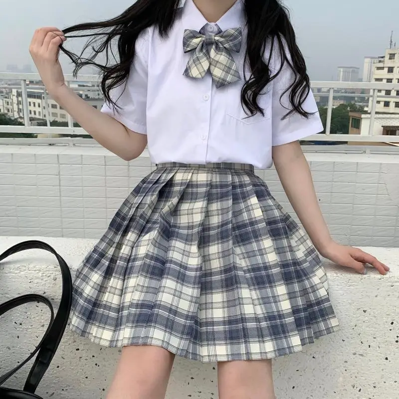 Японский колледж JK Униформа юбка клетчатая плиссированная дикая Милая Свободная