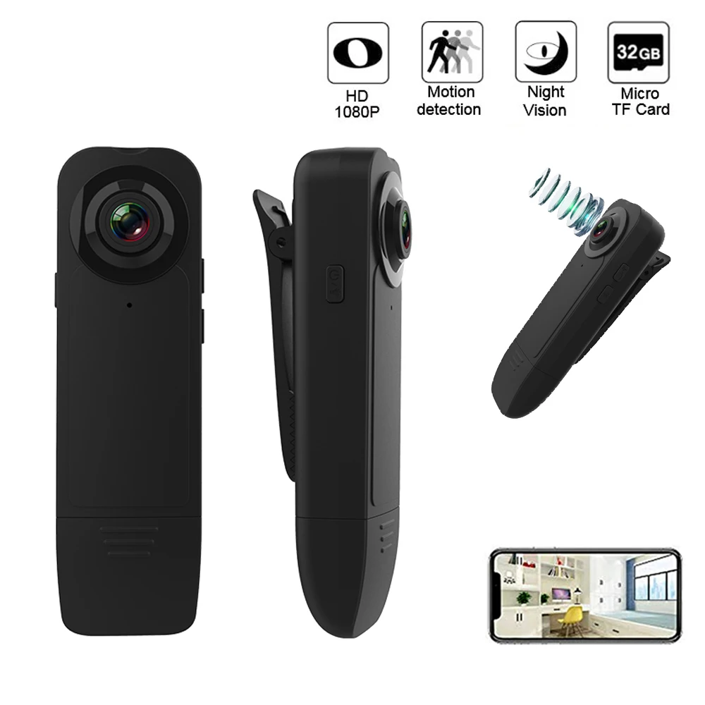 

Портативная мини-экшн-камера 1080P, компактная фотокамера с зажимом, микро-видеокамера безопасности с ночным видением