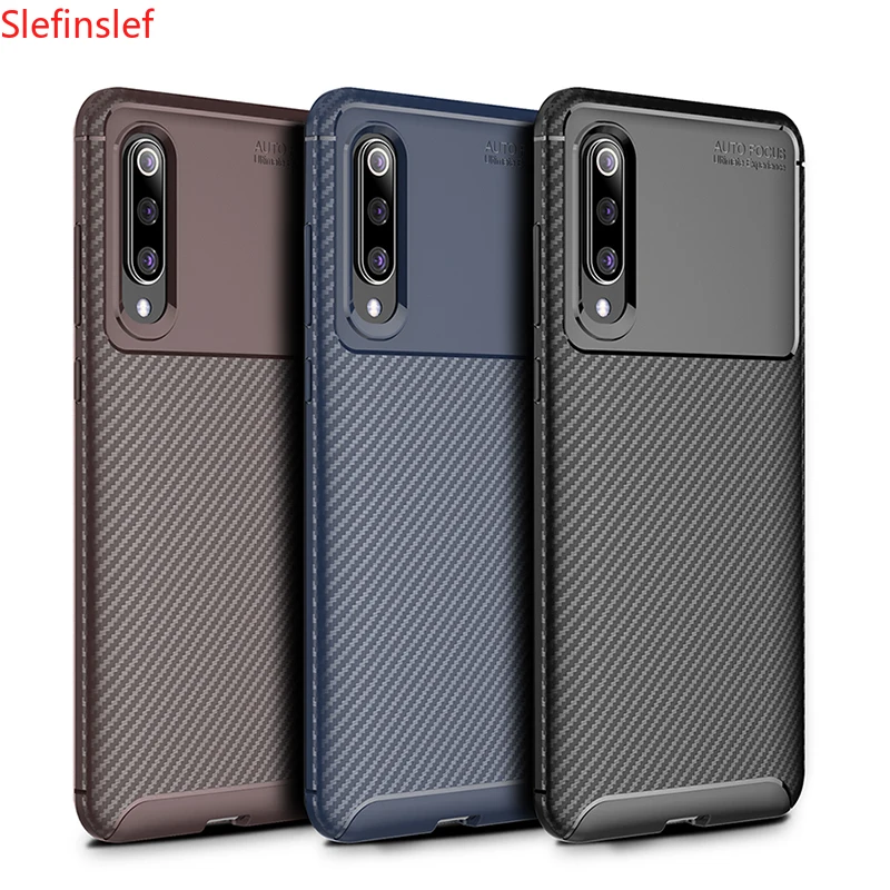 Противоударный чехол для телефона силиконовый из углеродного волокна Xiaomi MI 9 SE 9T