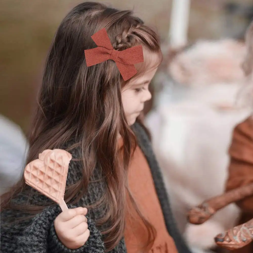 ncmama 2pcs/lot Solid Striped Corduroy Hair Clips 3'' Girls Kids Cross Knot Velvet Hair Bows Princess Hairpins Hair Accessories