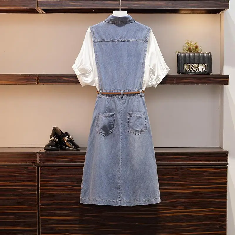 Женское джинсовое платье для офиса Повседневное средней длины большого размера
