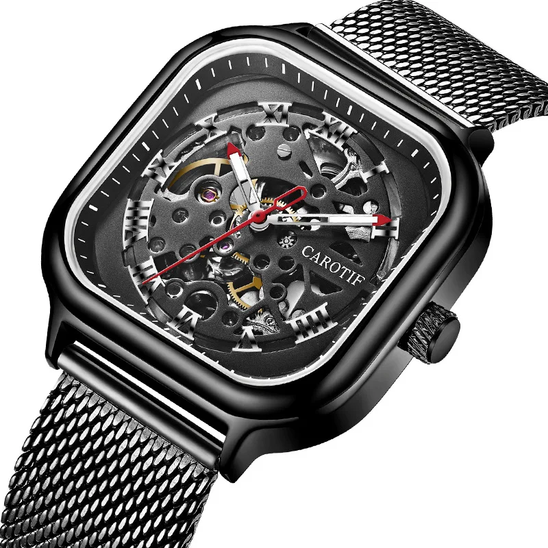 Часы наручные автоматические брендовые водонепроницаемые Модные с квадратным