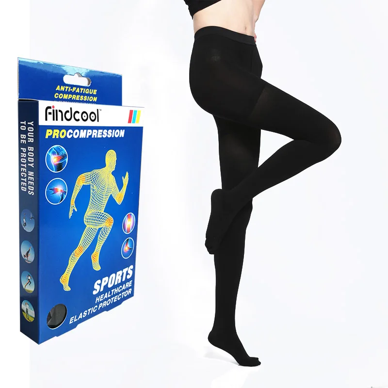 Black Closed Toe 3L FINDCOOL компрессионные брюки для гольфа 34-46mmHg медицинские компрессионные спортивные колготки закрытые эластичные чулки для варикозного расширения вен - Цвет: Black Closed Toe 3L