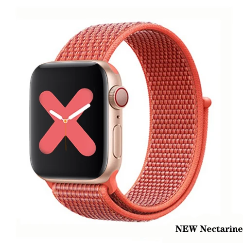 Нейлон pulseira для apple watch band 4 44 мм 40 мм(iwatch 5) apple watch 3 2 1 ремешок 42 мм 38 мм дышащий браслет ремень аксессуары - Цвет ремешка: NEW Nectarine