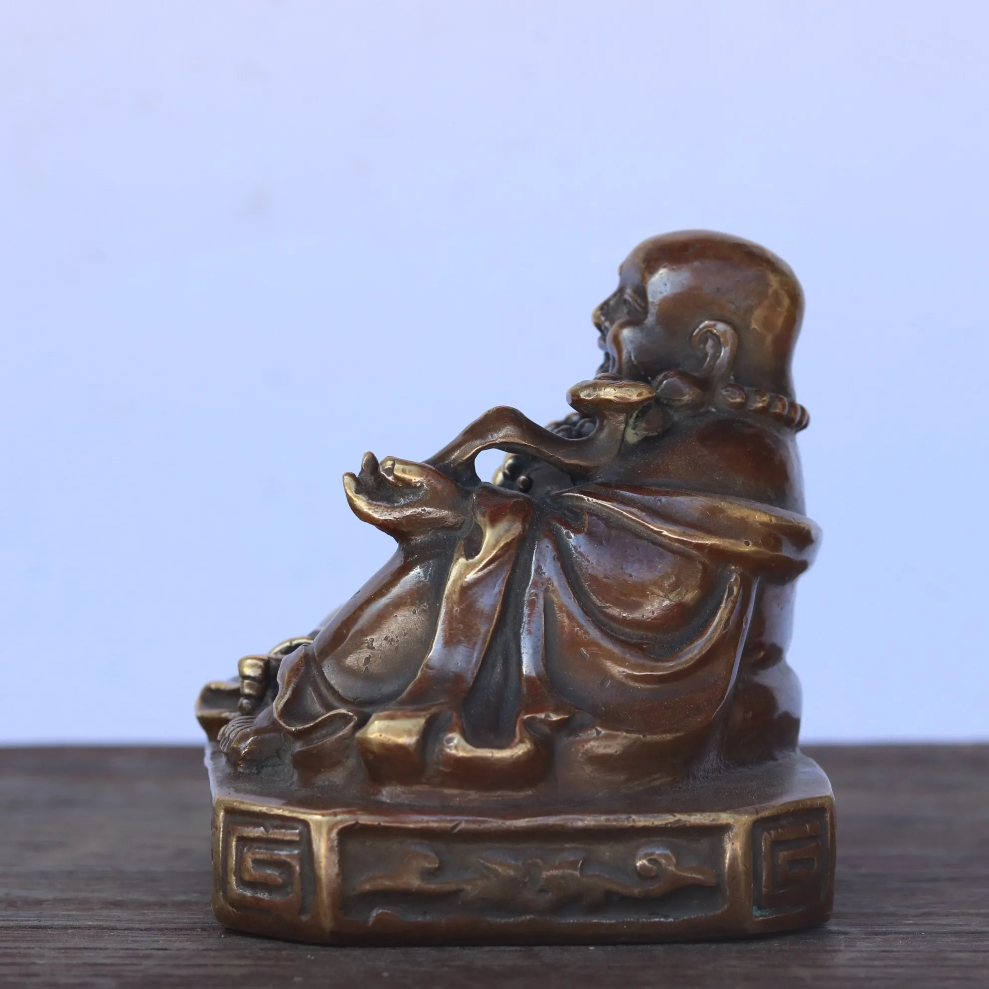 

Home Decor 4"Tibet Buddhism Old Bronze Maitreya Sitting Buddha Out of peace Amitabha Enshrine the Buddha