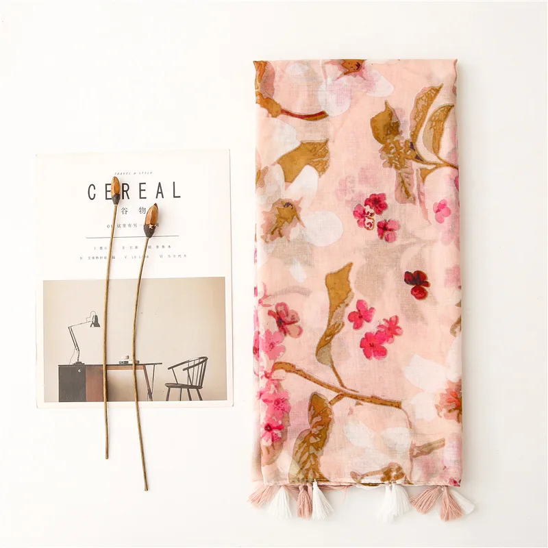 

2021 Japan and South Korea sweet New red ethnic style creative flower tourism sunscreen shawl scarf lady thin Balinese gauze