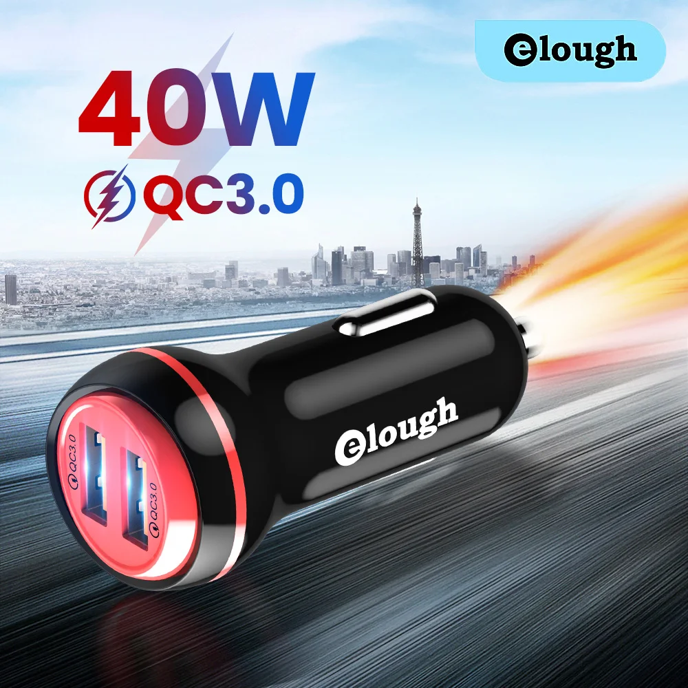 

Elough USB Car Charger USB Type C Quick Charge QC3.0 3.0 40W Dual Port USB Fast Phone Charger For iPhone Xiaomi Huawei PD Type C