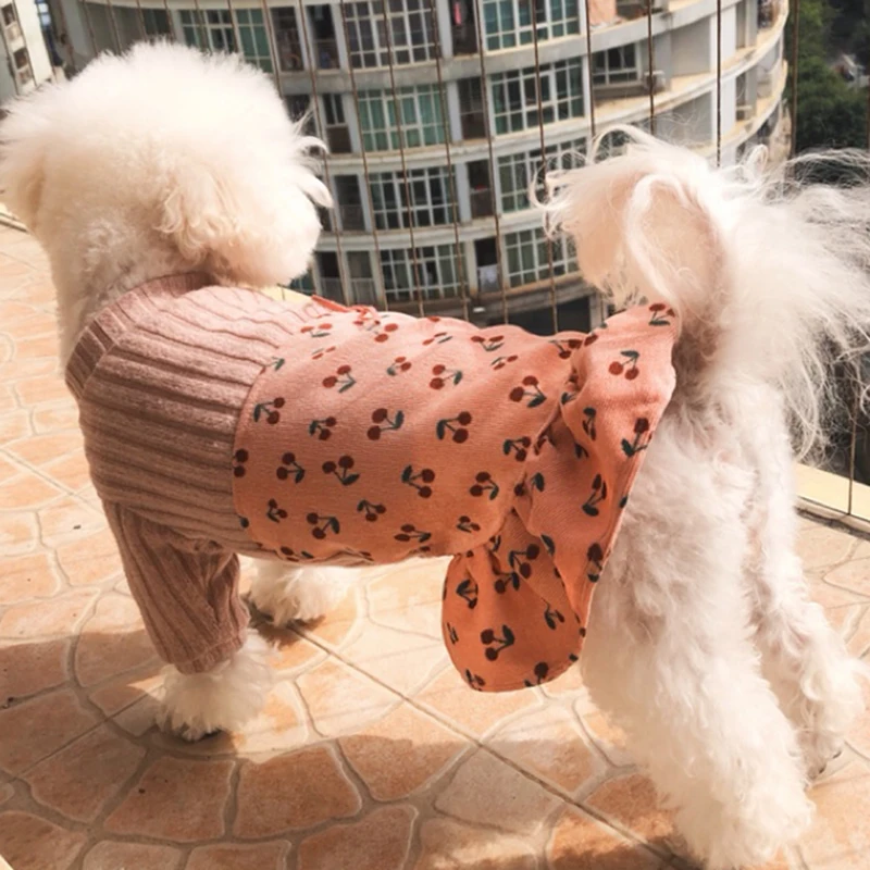 Pet Dog Dress Casual Sweet Style Puppy Clothes Fake Two Piece Suit Party Tutu For Small Dogs Chihuahua Poodle Fleece Skirt | Дом и сад
