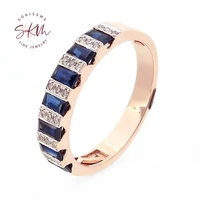 skm delicate sapphire rings for women 14k rose gold brand designer vintage engagement rings designer promise luxury fine jewelry