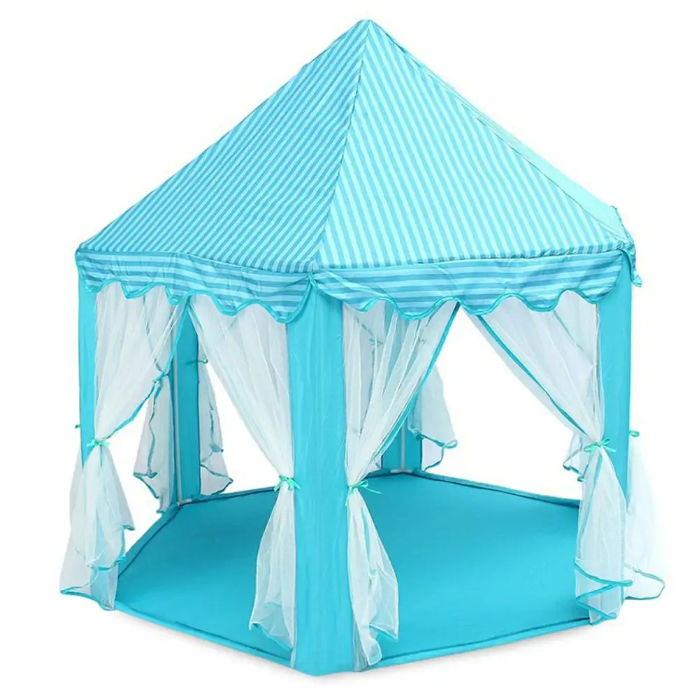 Crystal Blue 140x135 см большая принцесса замок Тюль детский дом игра Игровая палатка юрта креативный развивающий открытый Крытый свет шары игрушки - Цвет: Crystal Blue