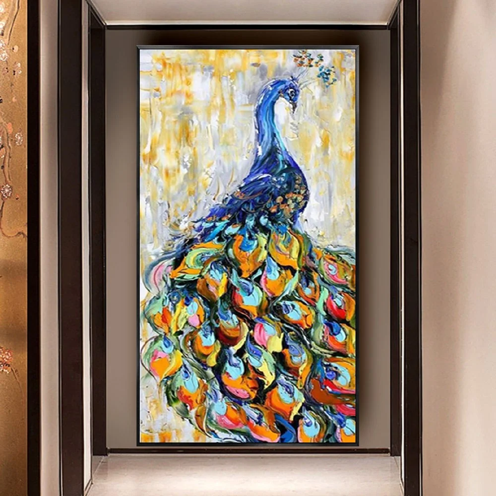 

Famous artist Hand-painted oil painting beautiful Canvas Painting Peacock Animal Pictures For Home Living Room Decor Wall Art
