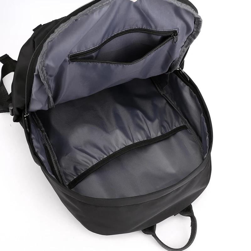 

USB Backpacks Black Gray Men Nylon Waterproof Travel Bag New Simple Pure Color Backbag Leisure Light Fitness Male Bag Sport Bags