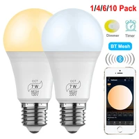 e27 smart bluetooth compatible led bulb 7w cct dimmable lamp ac100v 220v bt mesh net group smart led light home indoor lighting