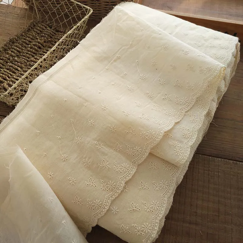 

Cotton Embryo Color Cotton Cloth Hollow Embroidery Lace Edge Fabric Trim Cloth Designer Doll Accessories Handmade DIY Decoration