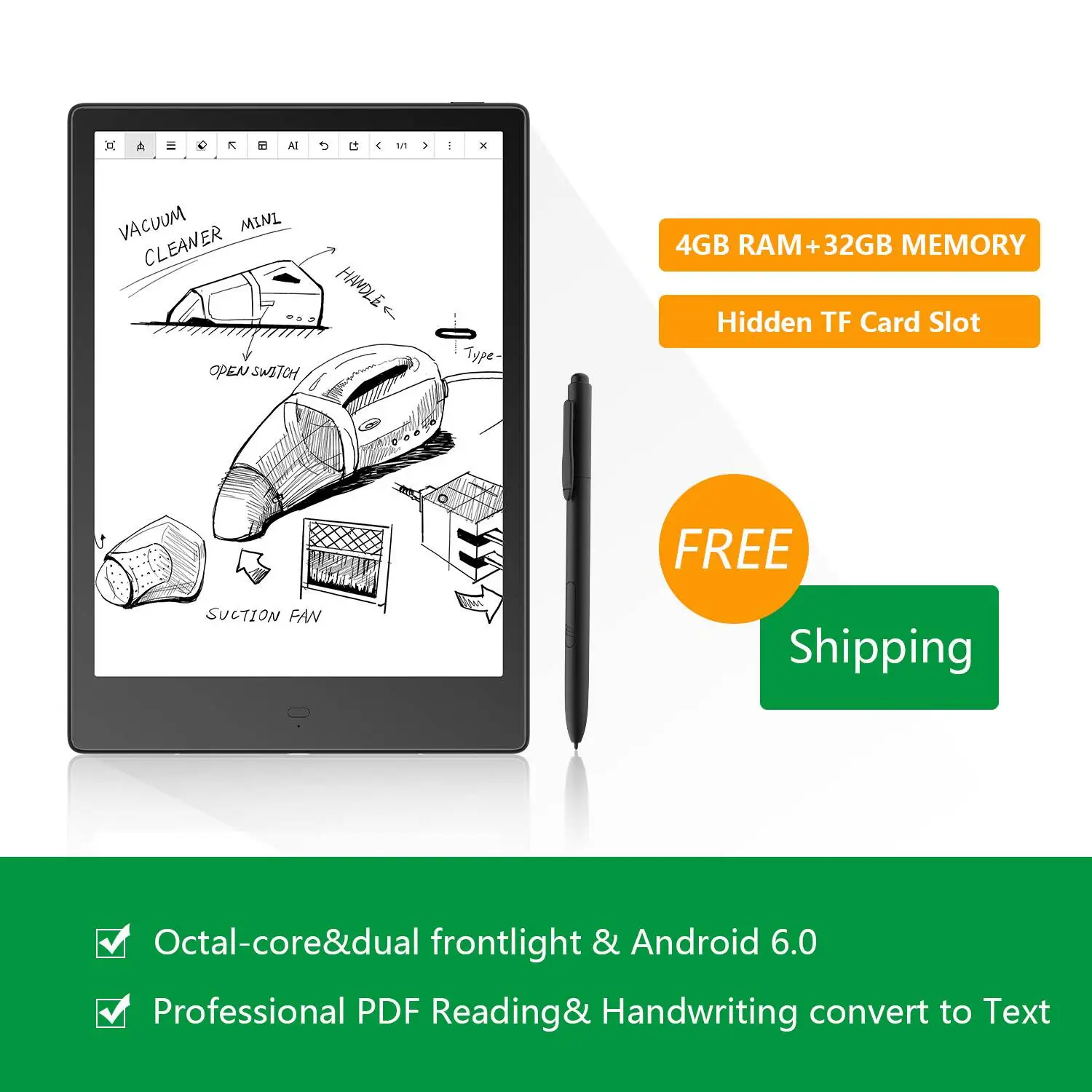 Новое поступление BOYUE 10 3 &quotLIKEBOOK ALITA EREADER с восьмиядерным процессором 4 Гб ОЗУ ANDROID 8