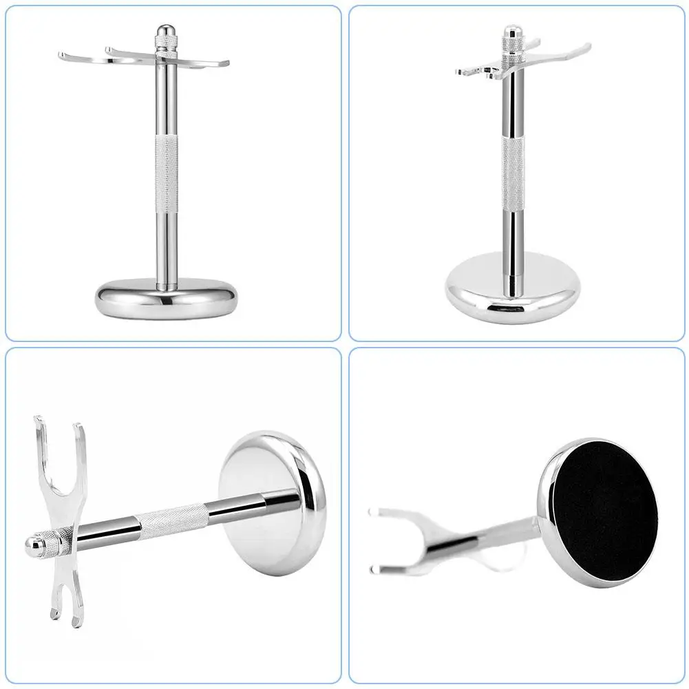 Men Shaving Tool Holder 2 In1 Silver Compact Zinc Alloy Brush Manual Razor Stand Holders Safety |
