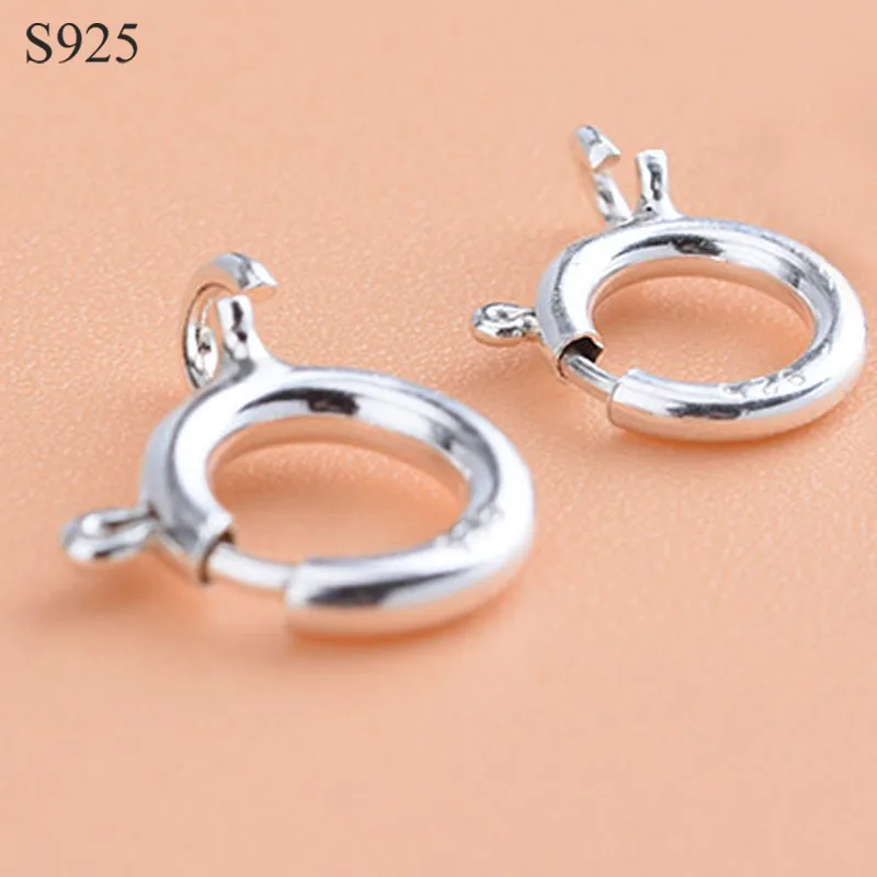 2 шт. весеннее кольцо с застежкой 5 10 мм настоящая однотонная Серебристая застежка