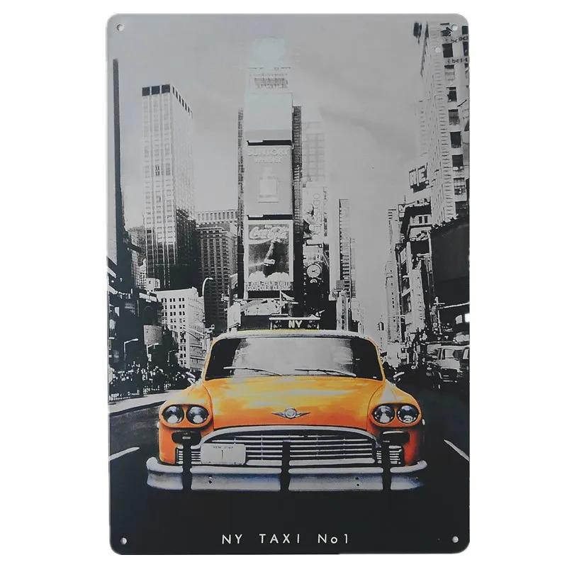 

Taxi Car Vintage Metal Tin Signs Tin Poster Home Wall Decor Cafe Pub Club Home Wall Decor Tin Signs Retro Plaque