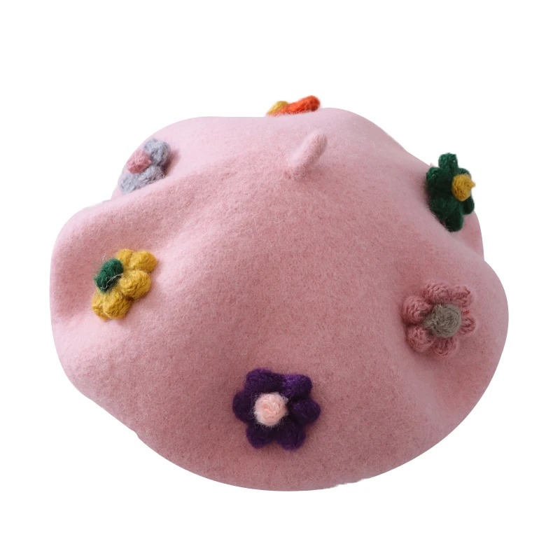 

Autumn And Winter Children's Beret Girls All-match Solid Color Painter Hat (3600) Beige