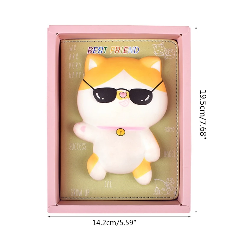 

2021 New Kawaii Notebook Slow Rebound Stress Relief Notebook PU Leather Cartoon Decompression Notepad Journal Diary Book
