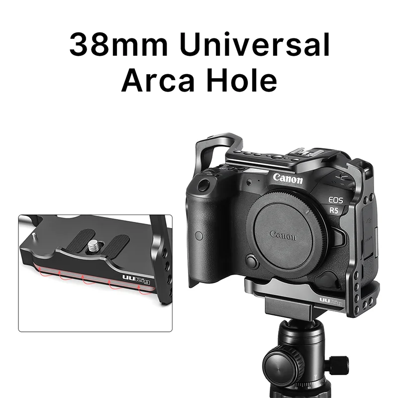 

Camera Cage for Canon EOS R5 R6 Rig Cold Shoe NATO Rail 1/4'' Arri Hole Camera Video Rig C-R5 Protective Case Extension Bracket