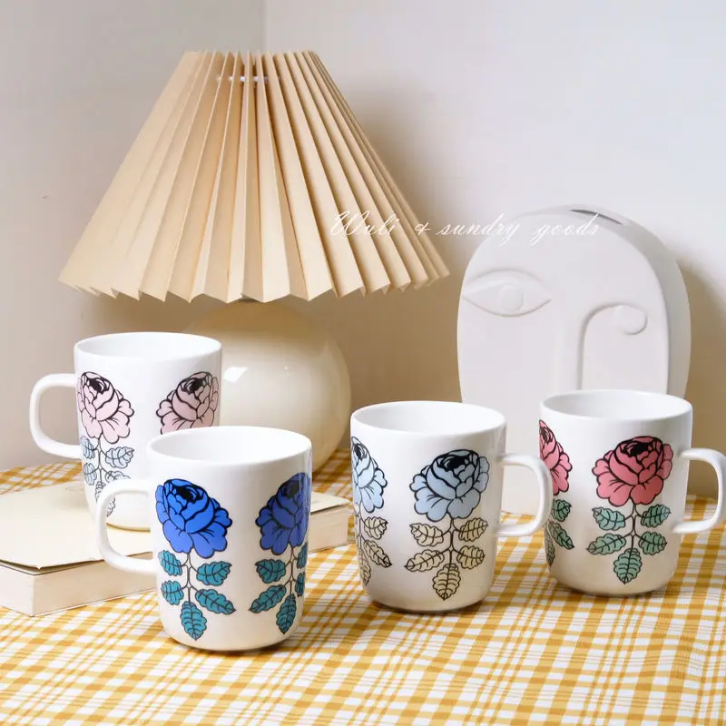 

Ins European Rose Mug Ceramic Wedding Breakfast Cup Coffee Cup Lover Gift Coffee Mug