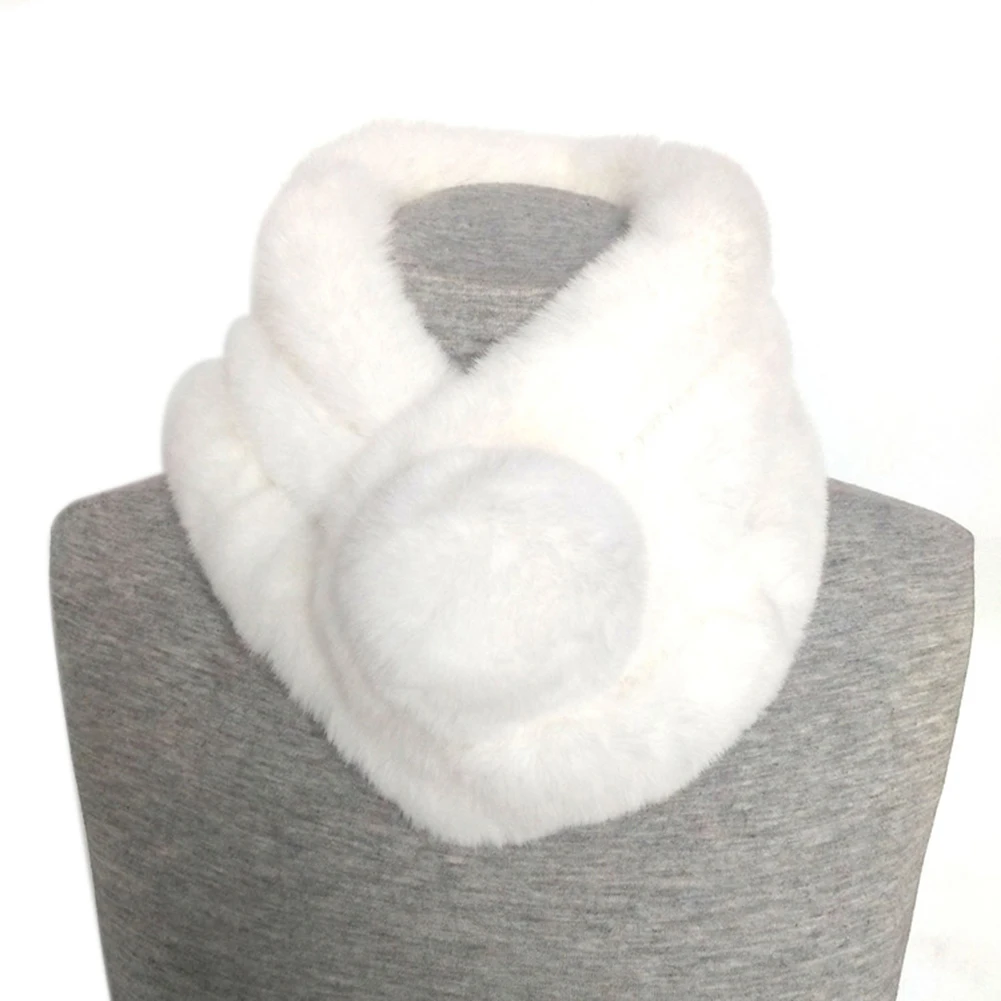 

Warm Winter Women Faux Fur Collar Fluffy Wrap Scarfs Shawl Scarf