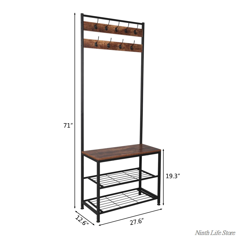 

Entrance Shoe Rack Industrial Floor Coat Rack Wall Shelves Removable Clothes Multi Function Coat Rack For Home Household Storage