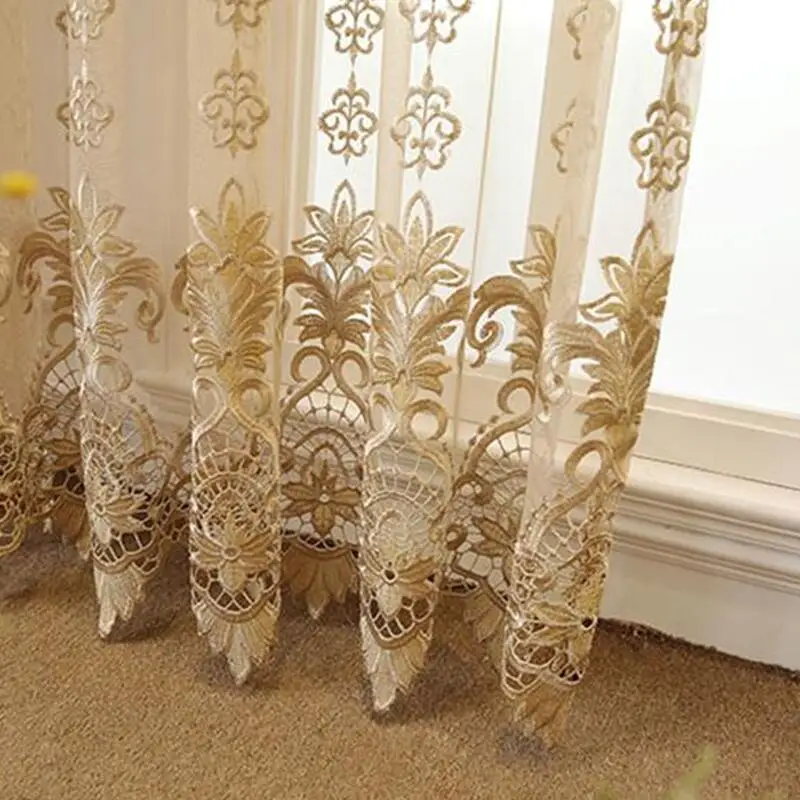 Роскошные ажурные водорастворимые шторы с вышивкой тюлевые оконные для гостиной