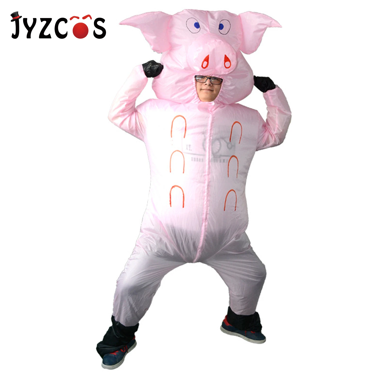 JYZCOS розовый поросенок надувной костюм свиньи для взрослых животных Хэллоуин