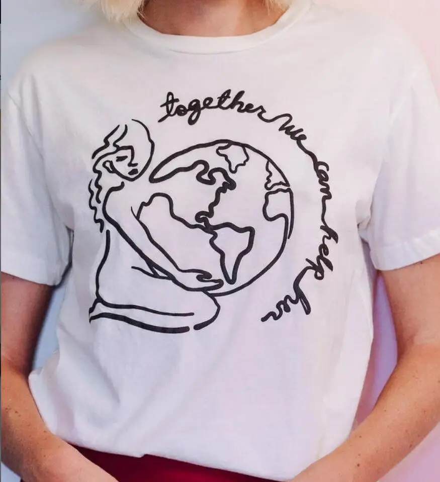 Женская футболка с принтом Защита Земли модная Винтажная графическим в стиле