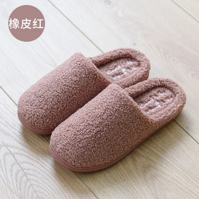 Новинка; Xiaomi Mijia Youpin; Домашние плюшевые хлопковые тапочки для женщин; ; Домашние Нескользящие мужские тапочки из хлопка с мягкой подошвой для влюбленных пар - Цвет: 35-36 light red