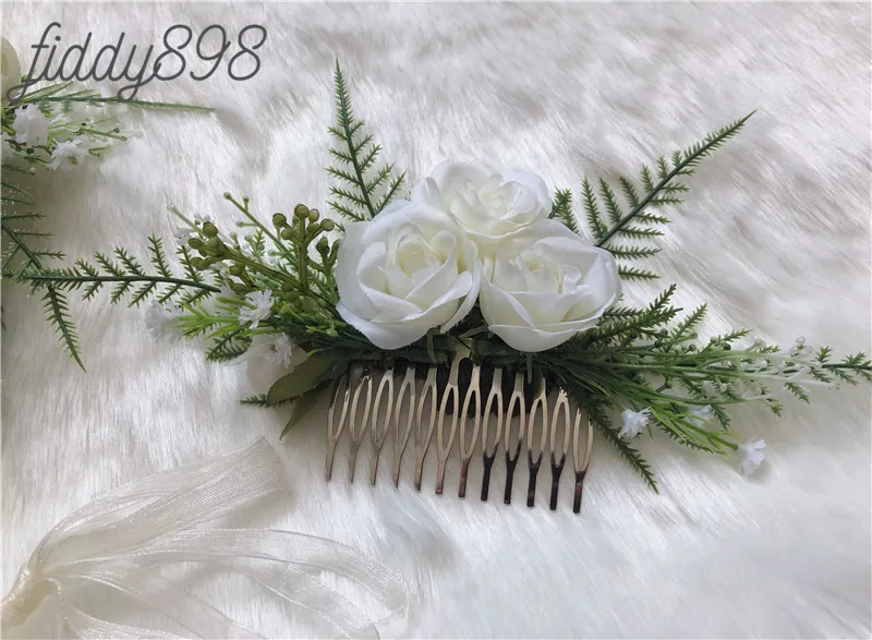 Bridal Wedding Hair Accessories Boho Greenery Flower Crown Comb Headband Headpiece tocados flores bodas bandeaux mariée | Свадьбы и