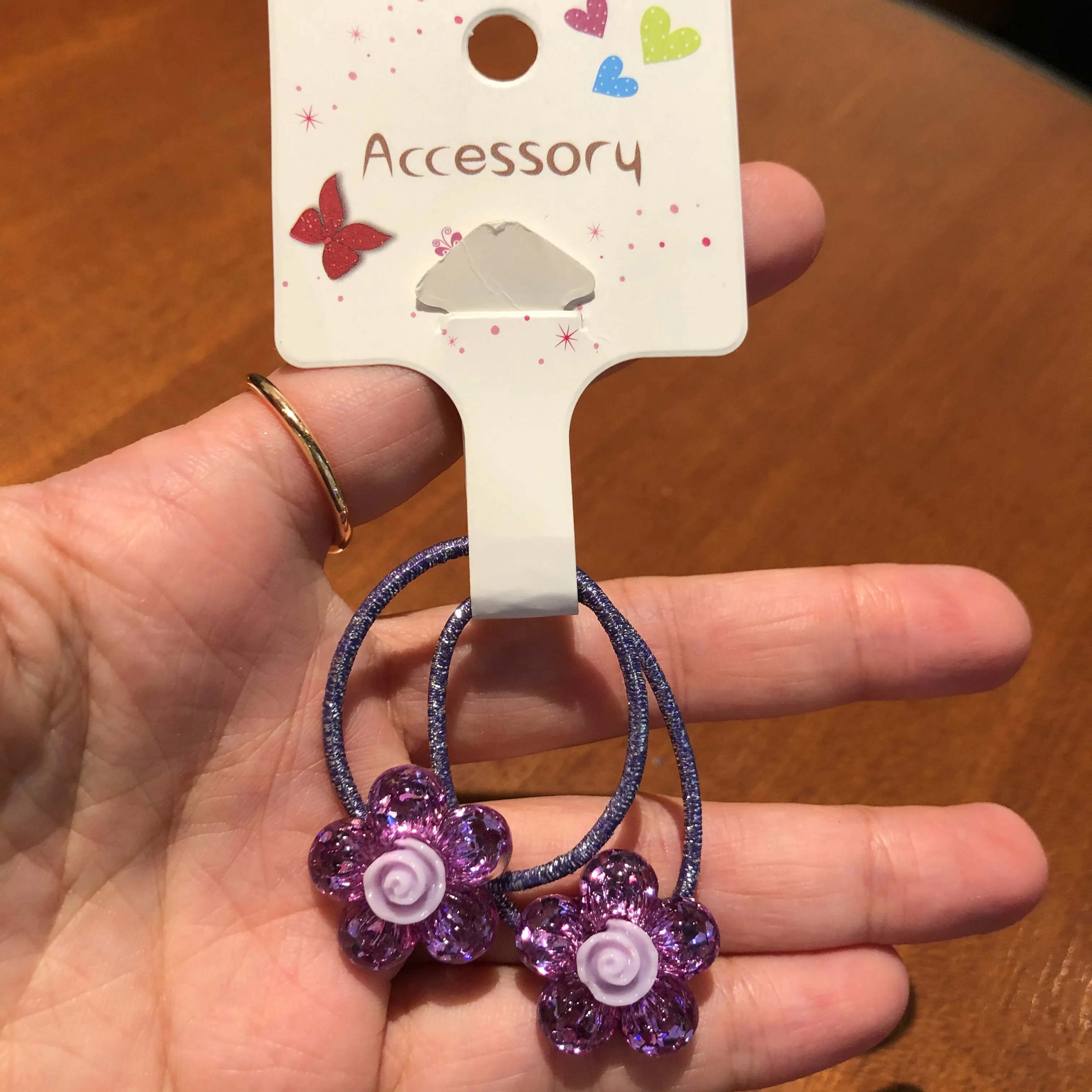 2 шт./компл. фиолетовые резинки для волос с мультяшными растениями блестящие