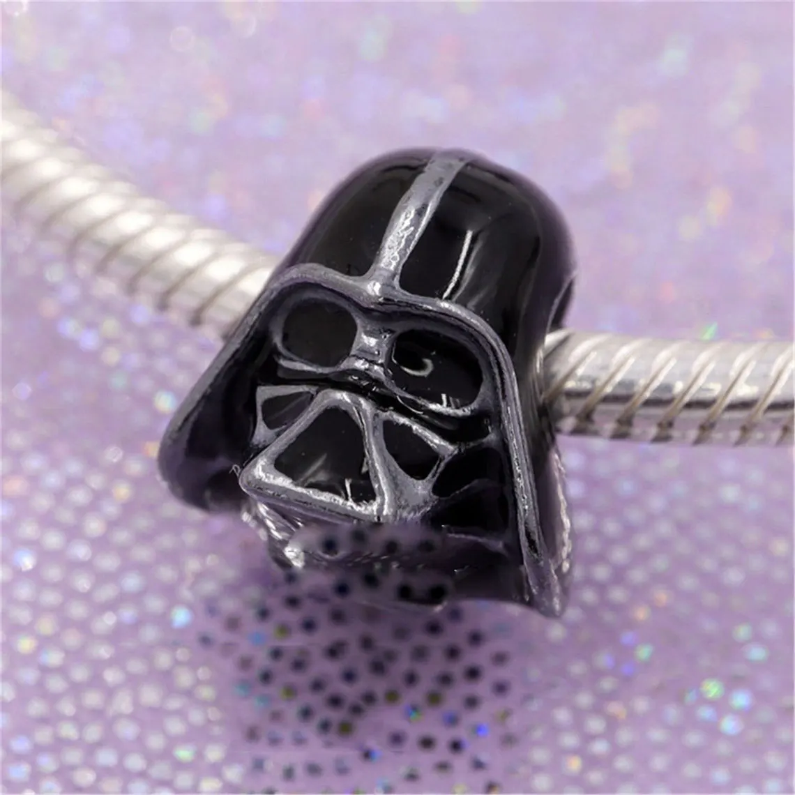 

925 Sterling Silver Charm Bead With Black Enamel Fits All European Jewelry Bracelets Necklaces