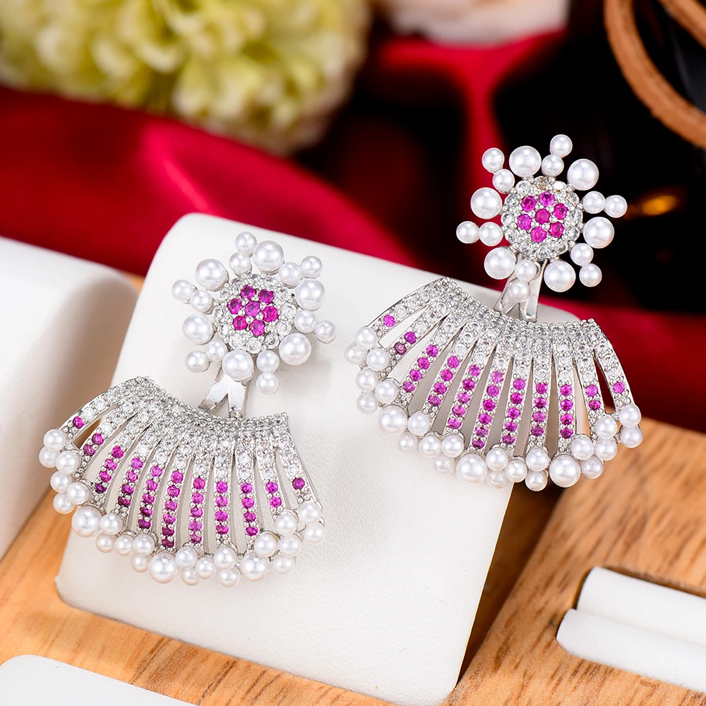 Женские серьги гвоздики с искусственным жемчугом и фианитом|stud earrings|stud earrings for