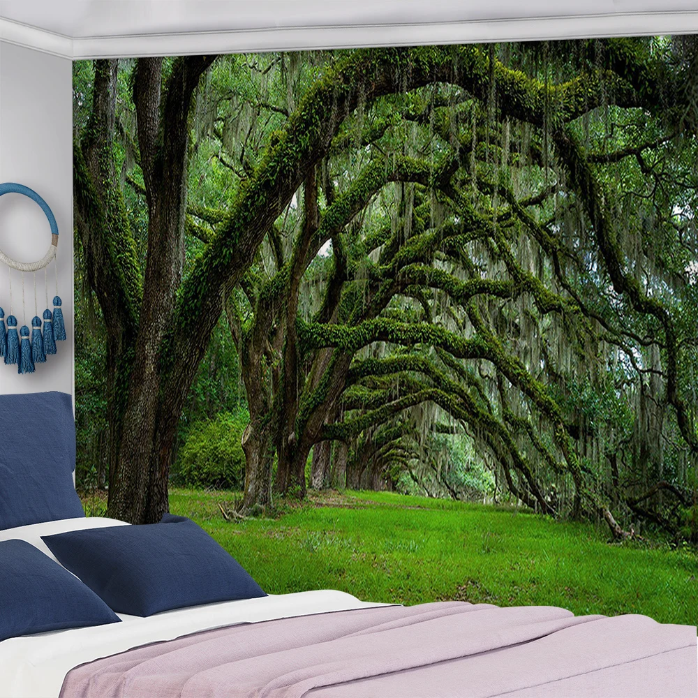 Древние деревья гобелен натуральный лес печатный настенный хиппи богемный