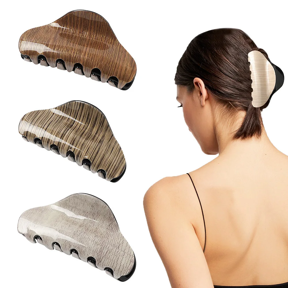 

Wood Grain Acrylic Hair Ornaments Marble Grain Large Plate Hairpin Grab Clip