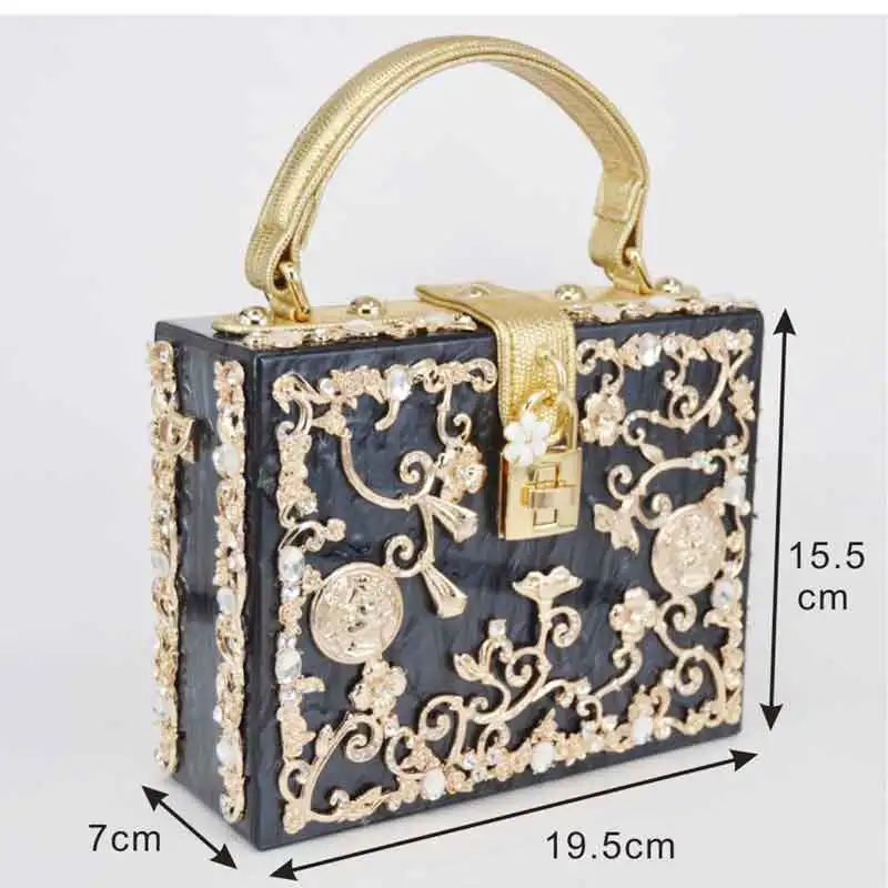 Элегантная акриловая сумка в твердом футляре дамские сумки с цветком и