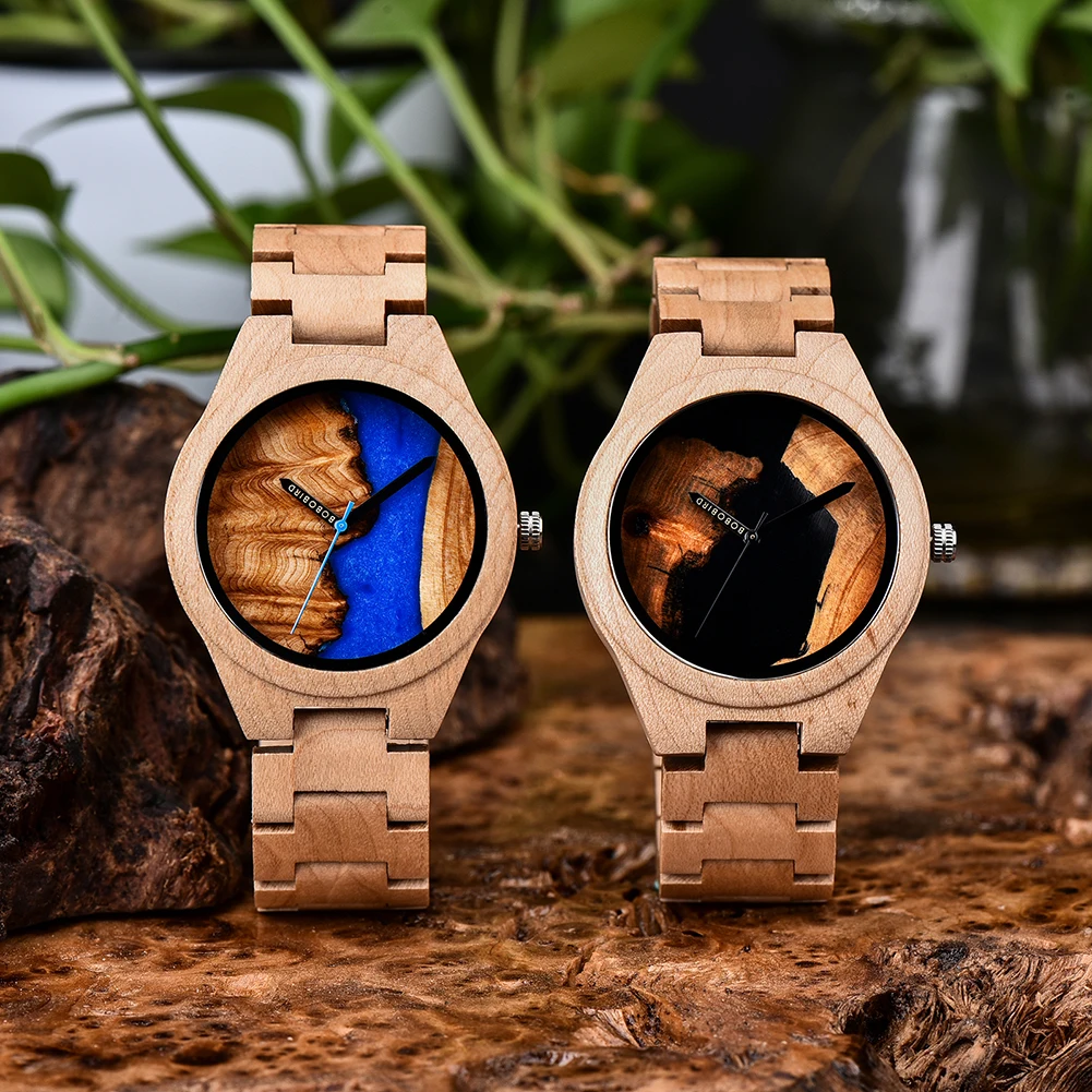 BOBO BIRD-reloj analógico de madera para hombre, accesorio de pulsera resistente al agua con esfera única, complemento masculino de marca de lujo con movimiento japonés, incluye caja de regalo, nuevo diseño