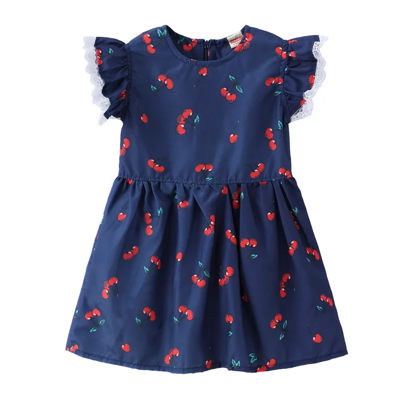 Летнее платье для девочек принцессы с цветочным рукавом маленьких детское милым