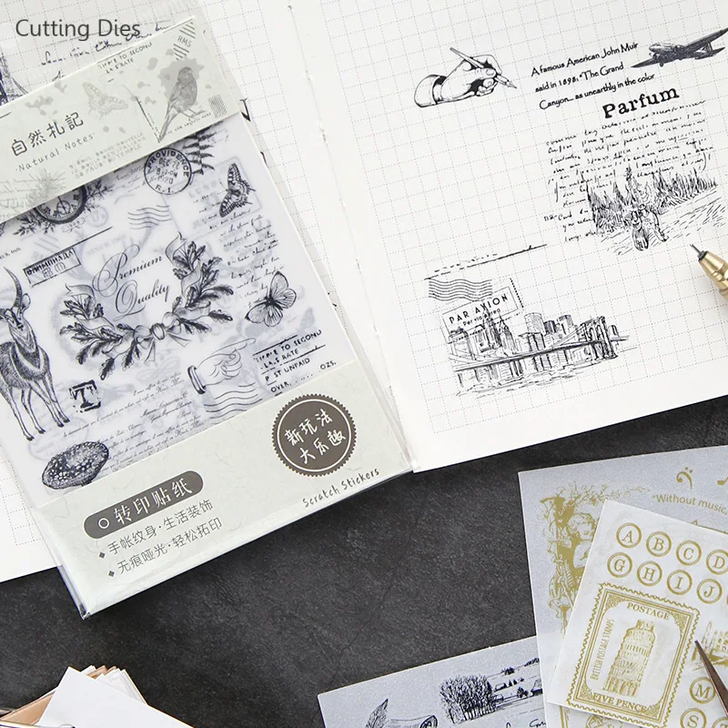 Винтажная бумажная наклейка с газетным принтом Набор стикеров для скрапбукинга